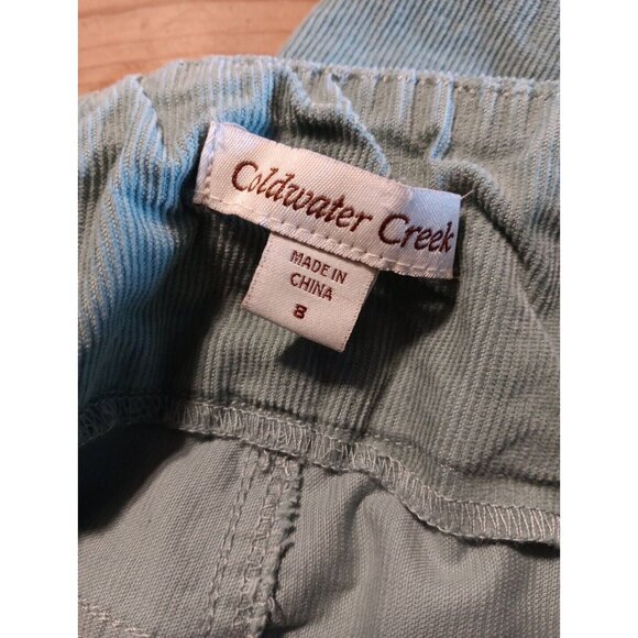 Coldwater Creek Pants Womens 8 Sage Green Corduroy Pull On Elastic Waist Pinwale - Picture 5 of 6